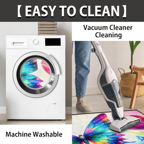 Image of cfpolar Half Round Door Mat Flower Animal Butterfly Non-Slip Semi Circle Area Rug Washable Half Moon Hearth Rugs for Indoor Outdoor Bathroom Kitchen Patio Runner Mat Laundry Room Home Decoration