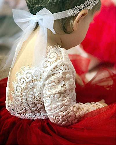 Image of Topmaker Flower Girl Dress for Toddler Baby Girls,Lace Tulle Dress for Wedding,Birthday Party,Photoshoot,Special Occasion