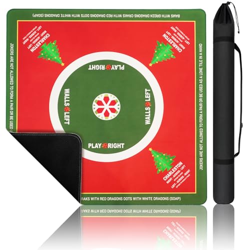 AzulHome Christmas Tree Mahjong Mat with Carrying Bag, 32x32 Inches