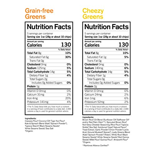 Forager Project Organic Leafy Green Chips, 4 Pack Variety - Corn & Gluten Free - Made with Kale & Spinach (Super Greens, Cheezy Greens, Chipotle BBQ, Grain-Free)
