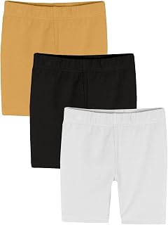 KiddoPanti Girls Solid Cycling Shorts Pack of 3 | Soft & Stretchy Cotton Spandex | Comfortable Fit with Elastic Waistband... Price In India