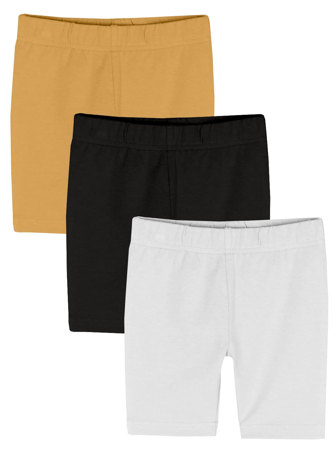 KiddoPanti Girls Cycling Shorts Pack of 3 | Soft & Stretchy Cotton Spandex | Comfortable Fit with Elastic Waistband | Tigh Length Girls Inner Cycling Shorts, Skin/Black/White - 4-6Y