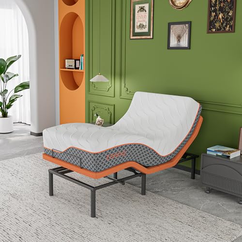 Image of ESHINE 12 inch Twin XL Adjustable Bed Frame Hybrid Matt with Massage | Bed Base, Pillow-tilt, Smart APP, Ergonomic Incline, Zero Gravity, Dual USB, Under Bed Light, Wireless Remote, 5000