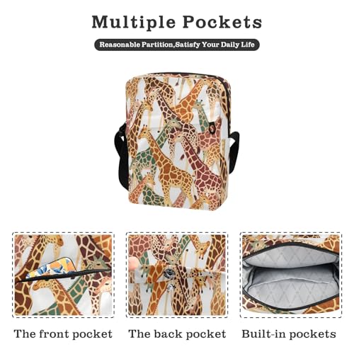 KLL Brown Cartoon Animal Giraffe messenger bag for men Vegan Leather men shoulder bag Shopping Ladies Shoulder Handbags2