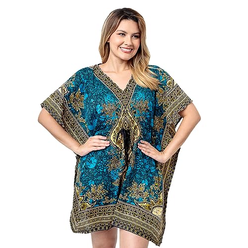 Canga e Cia Kaftan Indiana Longuete Saída De Praia Plus Size Azul