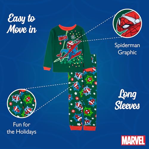 Image of Marvel Boys' 2-piece Snug-fit Cotton Matching Holiday Pajama Set, Soft & Cute for Kids