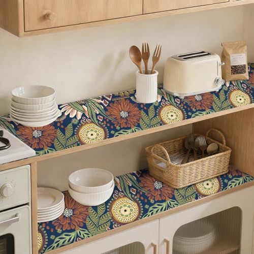 Floralplus Shelf Liner Self Adhesive Cabinet Shelf Liner Waterproof Drawer and Cabinet Liner...
