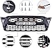 HAPSO Front Bumper Upper Grille Mesh Grill Fit For 2005-2011 Toyota Tacoma Upgrade Front Grille Grill Assembly Replacement Matte Black (With LED Lights)