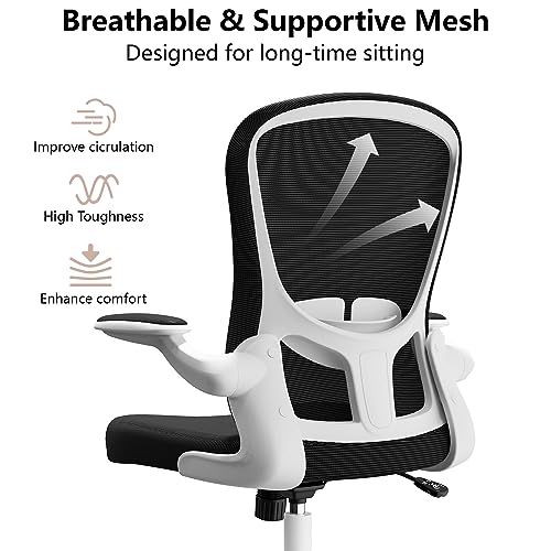 Image of Ergonomic Office Chair, Comfort Swivel Home Office Task Chair, Breathable Mesh Desk Chair, Lumbar Support Computer Chair with Flip-up Arms and Adjustable Height