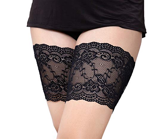 Sereney Muslo Elástico Bandas Anti-chafing Bandas Silicona Invisible Anti Rozaduras Encaje Bandas Antirrozaduras Calcetín Antidesgaste Medias de liga 1 par Transpirable Respetuoso con la piel