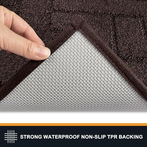 PURRUGS Dirt Trapping Door Mat 20" x 31.5", Non-Slip Machine Washable Entry Rug, Shoe Scraper, Dog Doormat, Super Absorbent Welcome Mat for Front & Back Door, Muddy Wet Shoes & Paws, Brown