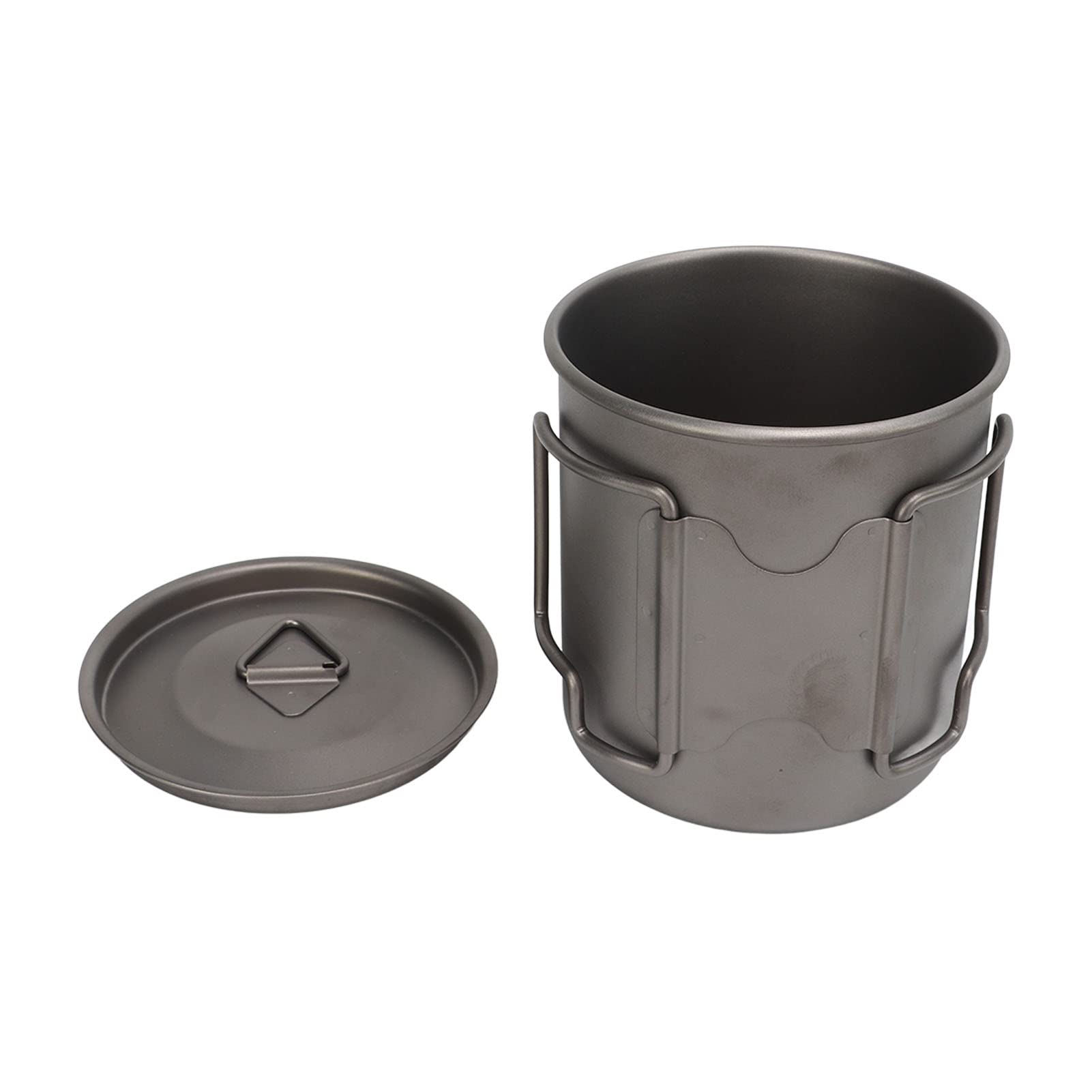 Camping Titanium Cup, 500 ml zaokrąglona krawędź Lekki przenośny kubek ze składanym uchwytem do użytku na zewnątrz