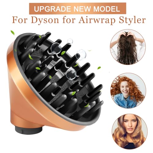KiimSin Diffuser Attachments for Dyson Airwrap Styler, Diffuser Nozzle Convertible for Airwrap Styler into a Hair Dryer -Gold - Image 3