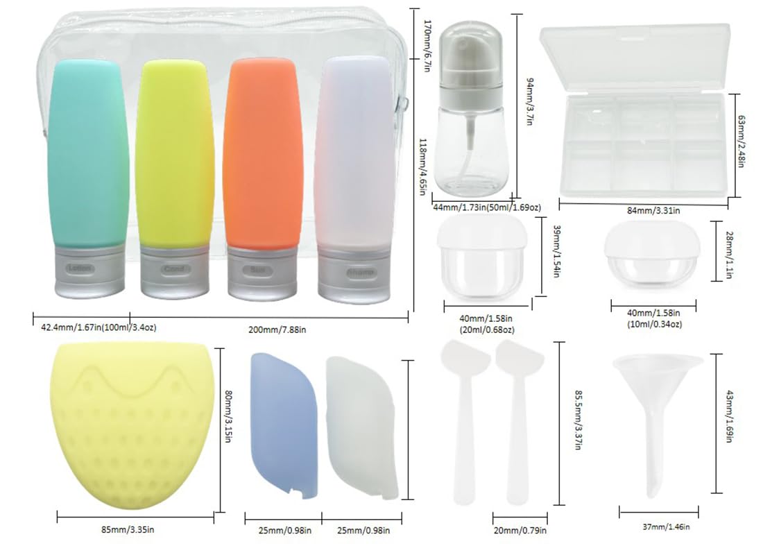 Sprigold 15 Pack Upgrade Leak-Proof Silicone Travel Bottles Set Have Built-in Labels TSA Approved - Image 2