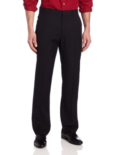 Perry Ellis Men's Big & Tall Portfolio Modern Fit Flat Front Bengaline Pant, Black Ice, 30x30