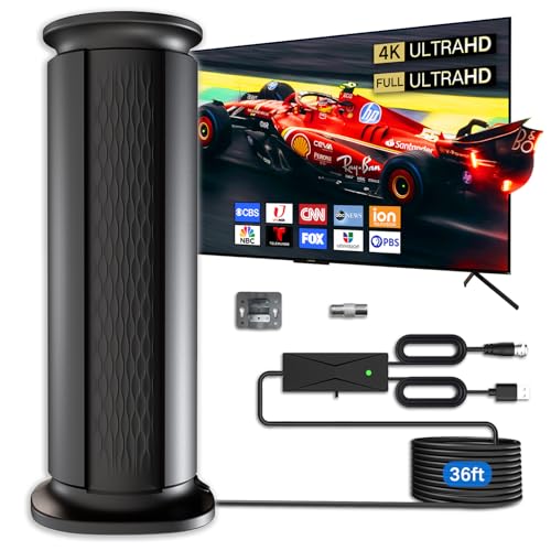 Antena de TV mejorada 2025 de hasta más de 2800 millas de alcance, la mejor antena digital para televisores inteligentes para interiores y exteriores, canales locales 4K, antena HDTV amplificada de