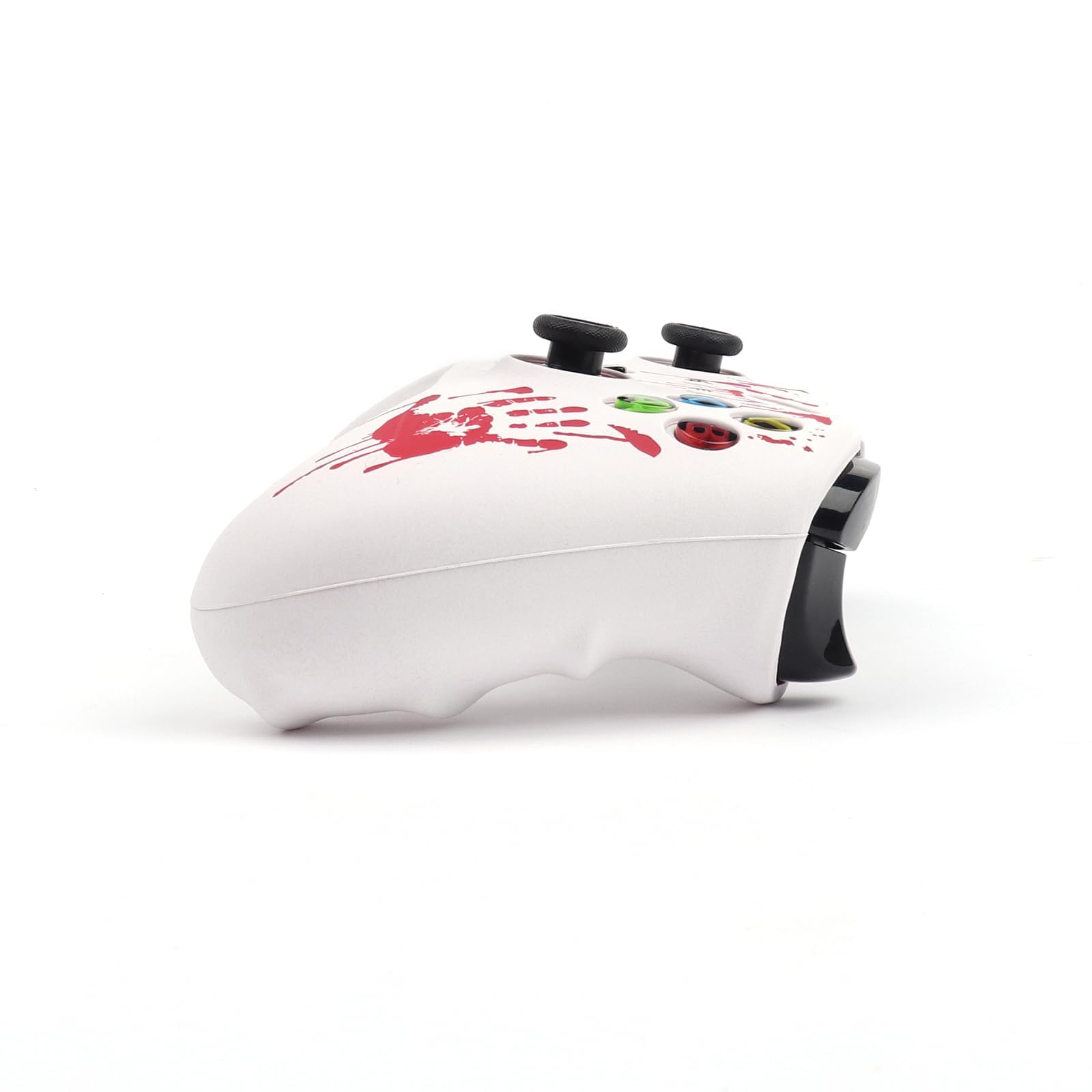 RALAN Laser Blood Handprint Design Controller Skin mit 4 Daumen Griffe für Xbox One, Anti-Rutsch-Silikon-Controller-Abdeckung Schutzhülle kompatibel für Xbox One S/X Gamepad Joystick