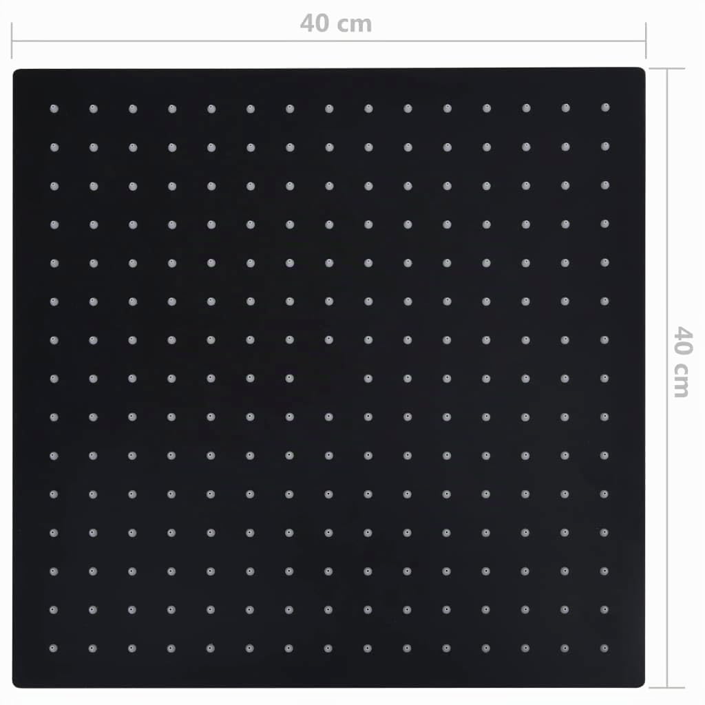 vidaXL Testa Doccia a Pioggia in Acciaio Inox 40x40 cm Quadrata Nera