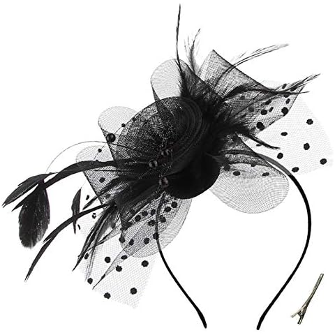 Handmade Black Feather Mini Top Hat Cover
