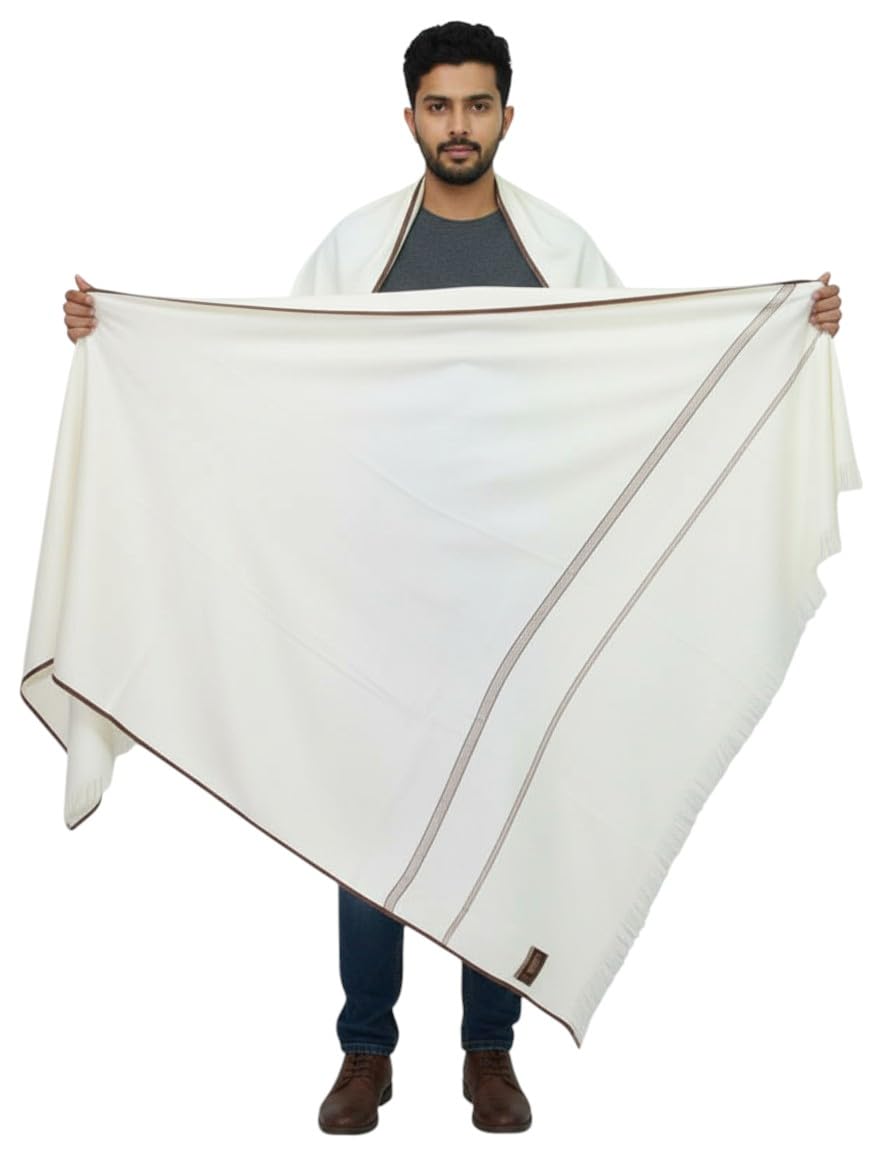 Cream Pashmina Self Design Men's Shawl KA-SWL-06-image-46