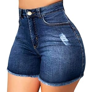 WWricotta Jean Femme Taille Haute – Jean Adolescent Filles Short D’éTé Sexy Pantalon Court Tendance Streetwear Jean Femme Dechiré Jean De Plage Pantalon D’éTé Jean