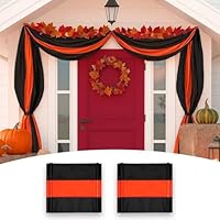 LinaGarten 2Pack Thanksgiving Bunting Flags 2 x 20Ft Fall Bunting Banner Decor Autumn Outside Fence Outdoor Porch Graden 3 Stripe Orange & Black Bunting Halloween Party Decoration