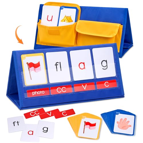Image of Gamenote CVCC & CCVC Word Builder Pocket Chart, Phonics & Sight Words