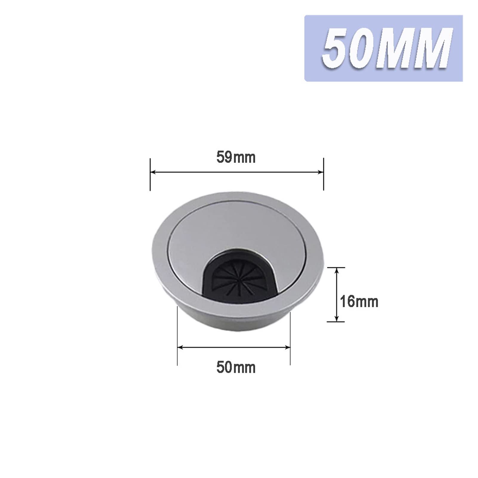 Schreibtischtülle, 2 Stück 50 mm, 53, 60, 80, PC, Computertisch, Kunststofftülle, Tischkabel, Kabeldurchführung, Lochabdeckung(50mm)