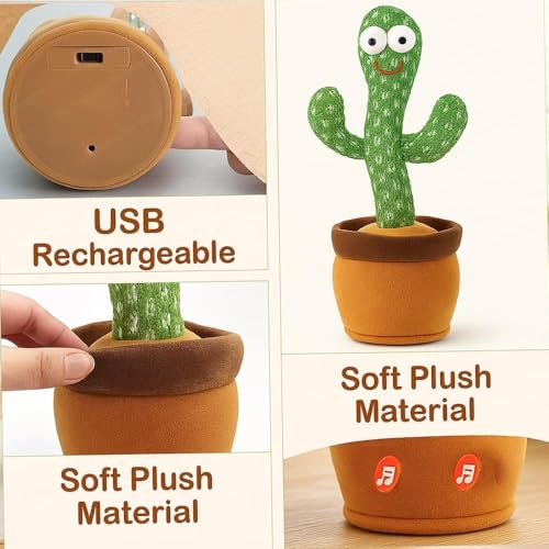 Image of Rechargeable Talking Cactus Toy for Kids - Musical Dancing, Speaking Cactus Toy for Babies - Educational Talking Toy for Baby Boys & Girls (0-3 Years)