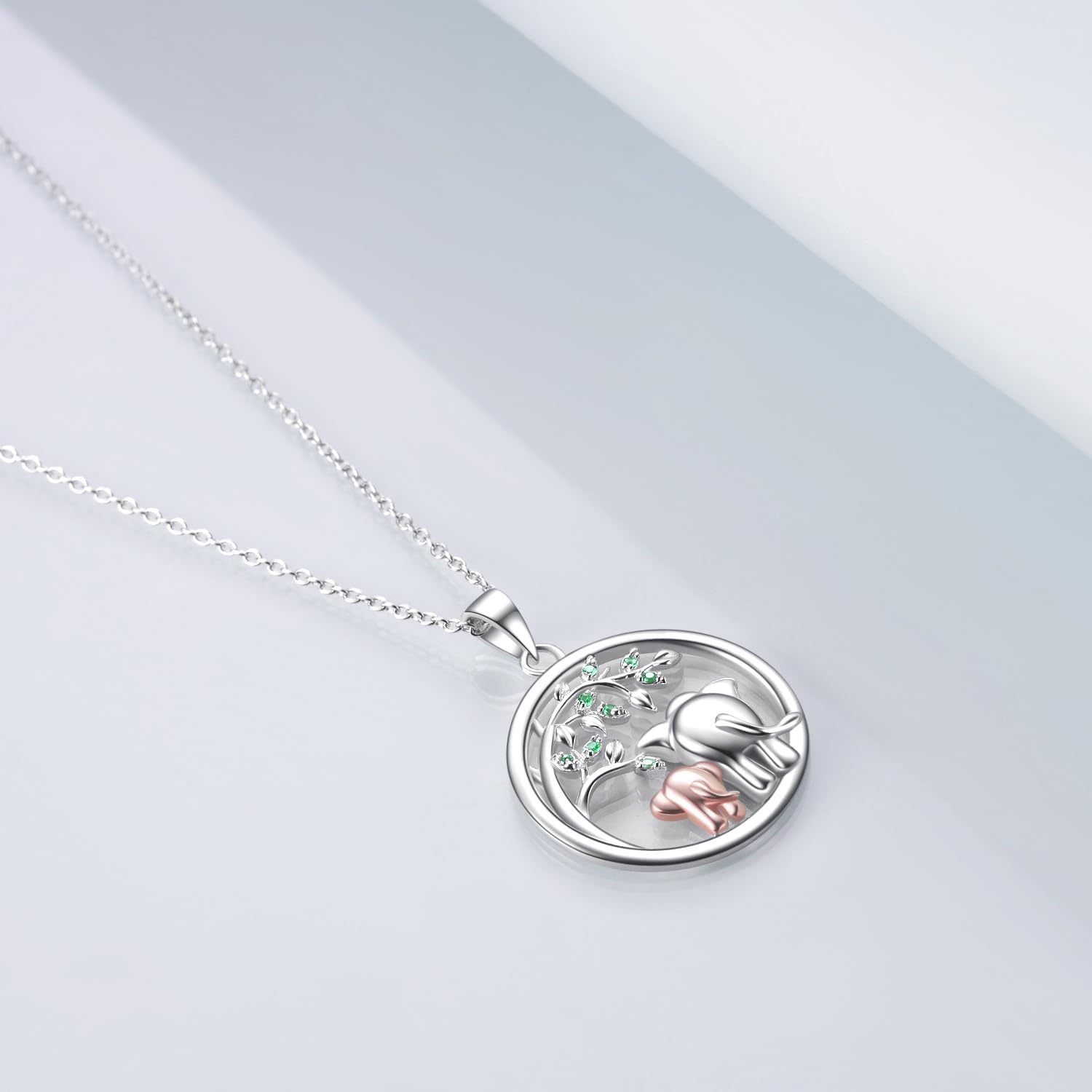 POPLYKE Elephant Necklace for Women Sterling Silver Tree of Life Pendant with Heart or Abalone Shell Jewelry Gift for Mom on Mothers Day Birthday - Image 2