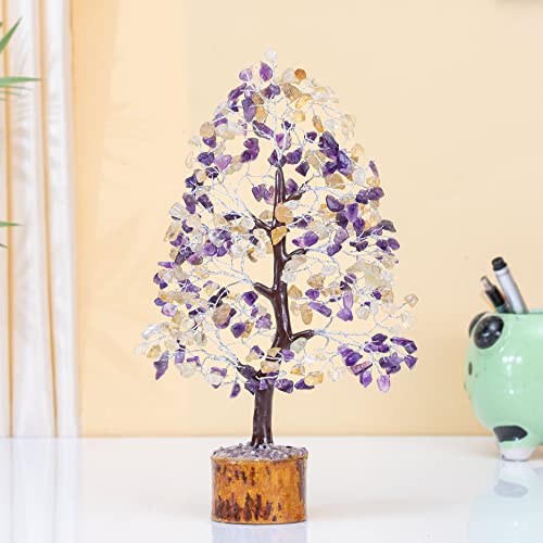 Image of Crocon Amethyst & Citrine Crystal Tree of Life for Unique Gifts for Mom, | Dad, Home and Office Decor, Handmade Gemstone Healing Crystals Tree for Positivity, Good Luck, Birthday Gifts for Women, Men