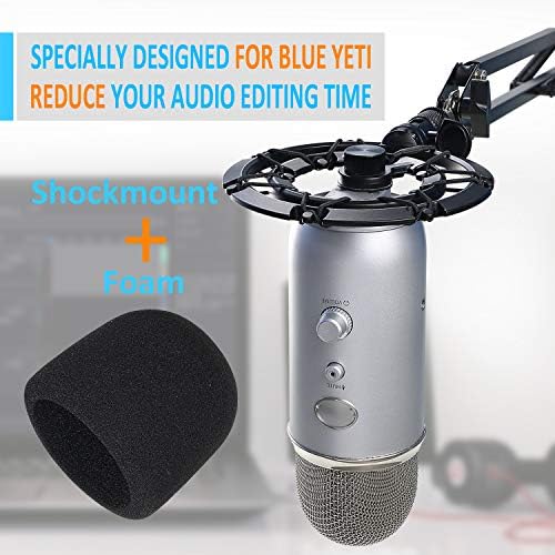 Shock Mount for Blue Yeti Microphone and Yeti Pro Microphone with Blue Yeti Mic Cover Foam, Alloy Micropone Shock Mount with Blue Yeti Pop Filter Reduces Vibration Noise by YOUSHARES