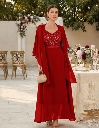Image of BeryLove Summer Formal Wedding Guest Prom Dresses Sequin Cocktail Evening Lace Elegant Mother of The Bride Dress