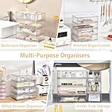 Stebopum 3Pack Stackable Plastic Storage Drawers Clear Drawer Organiser Acrylic Makeup Organiser,Ideal for Bathroom Storage Box,Vanity, Kitchen Organisation,Cabinet,Pantry - Image 7