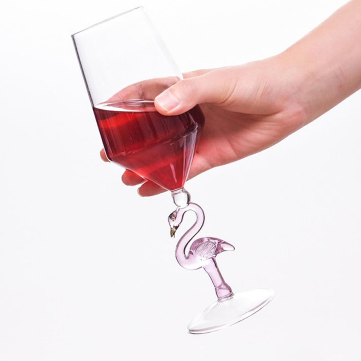 TOPPERFUN Flamingo Weinglas 2 Stück 330 ml Glas für Party, rotes Weinglas und Bordeauxglas, hochfußig, verschleißfest