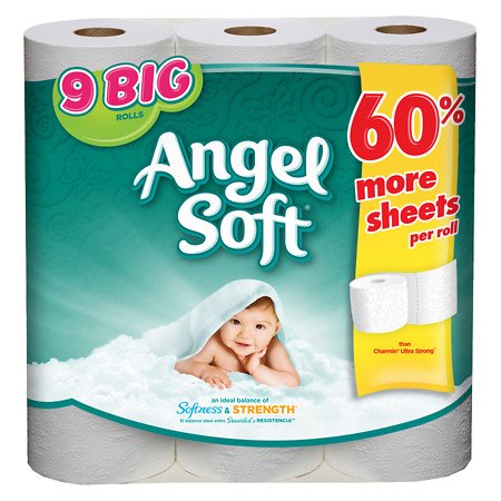 Angel Soft 2-ply Bathroom Tissue 9 Big Rolls 198 Sheets/roll (1 Pack)