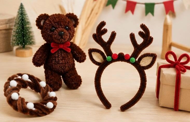 Image of TRAIS-100 PCS Pipe Cleaners, Chenille Stems for Crafts, Fuzzy Craft Pipe Cleaners, Soft Flexible Bendable Sticks for DIY Art Supplies, Kids Crafts, School Projects (100, Brown)