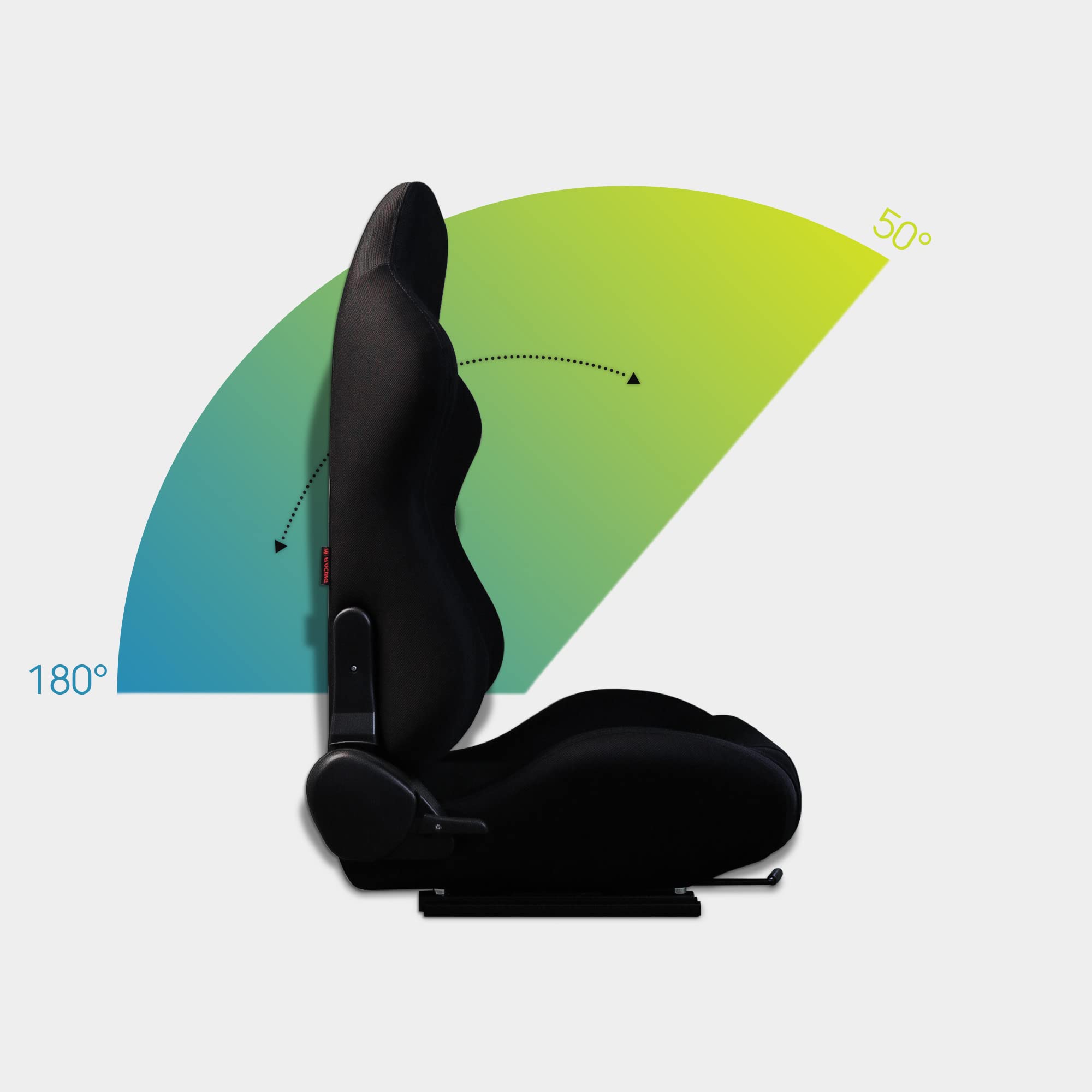 M MODAUTO Asiento Deportivo Coche, Semibaquet Deportivo Ajustable, de Tela, con Ríeles Incluidos, Conductor y Pasajero, Universal para Coche y Simulador de Conducción, Modelo N101BKLR, Tela Negra