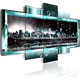 murando - Bilder New York 200x100 cm Vlies Leinwandbild 5 tlg Kunstdruck modern Wandbilder XXL Wanddekoration Design Wand Bild - City Stadt Panorama Architektur Abstrakt blau schwarz 020111-29