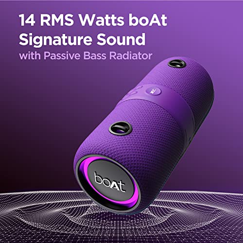 Image of Boat Stone 1200 14W Bluetooth Speaker with Upto 9 Hours Battery, RGB LEDs, IPX7 and TWS Feature((Techno Purple)