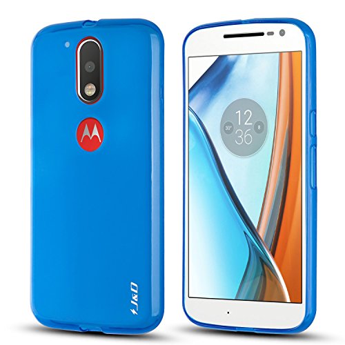 J&D Case Compatible for Moto G4 Plus/Moto G4 Case, [Drop Protection] [Slim Cushion] Shock Resistant Protective TPU Slim Case for Motorola Moto G4 Plus Bumper Case - [NOT for Moto G4 Play] - Blue