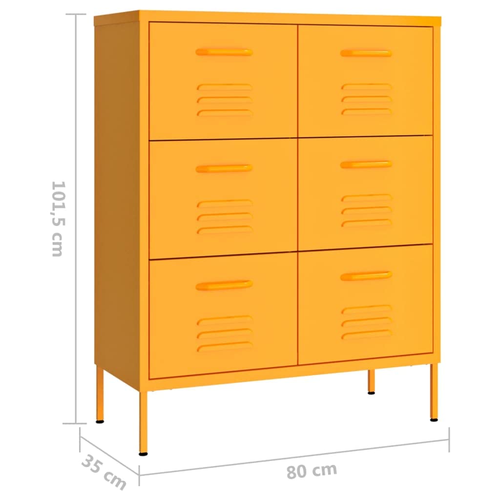 Cassettiera Acciaio con 6 Cassetti, Mobiletto 80x35x101,5 cm