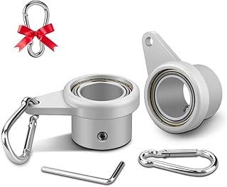 BonyTek Flagpole Ring Set with Bearings, Aluminum Alloy Flag Pole Rings, 360° Rotating Flag Mounting Ring, Spinning Flag Pole Clips Kit with Carabiner for 0.75-1.0 Inch Diameter Flagpole|Silver-2 Pack