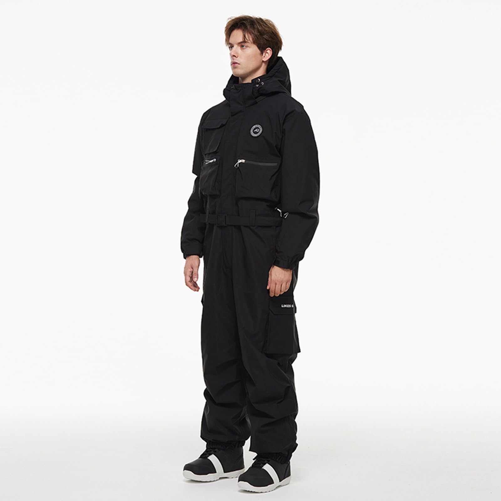 Generisch Tuta da sci invernale da uomo, impermeabile, con cappuccio, pantaloni da neve, pantaloni da snowboard, sportivi, per attività all'aria aperta, con tasche