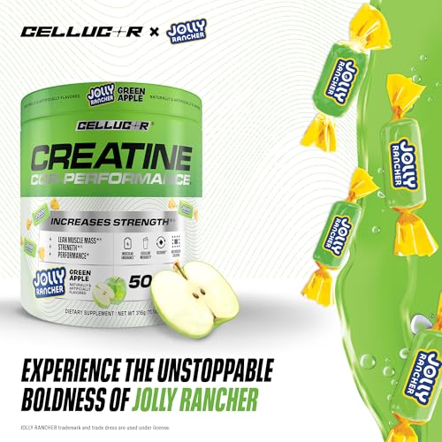 Image of Cellucor Creatine Powder, Jolly Rancher Green Apple - Increases Strength, Lean Muscle Mass & Endurance, Micronized Creatine for Fast Absorption, 5g Creatine per Serving, 50 Servings