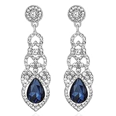 silver tone-blue&white crystal