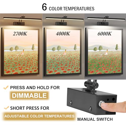 Wireless Picture Light Set for Wall Art, Battery Operated with Remote Control