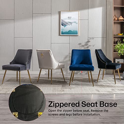 Kcc Velvet Dining Chairs Set Of 2 Upholstered Accent Chairs Side Chairs Modern Guest Chair With Gold Legs For Living Room Bedroom Reception Room (Black) #TOP5