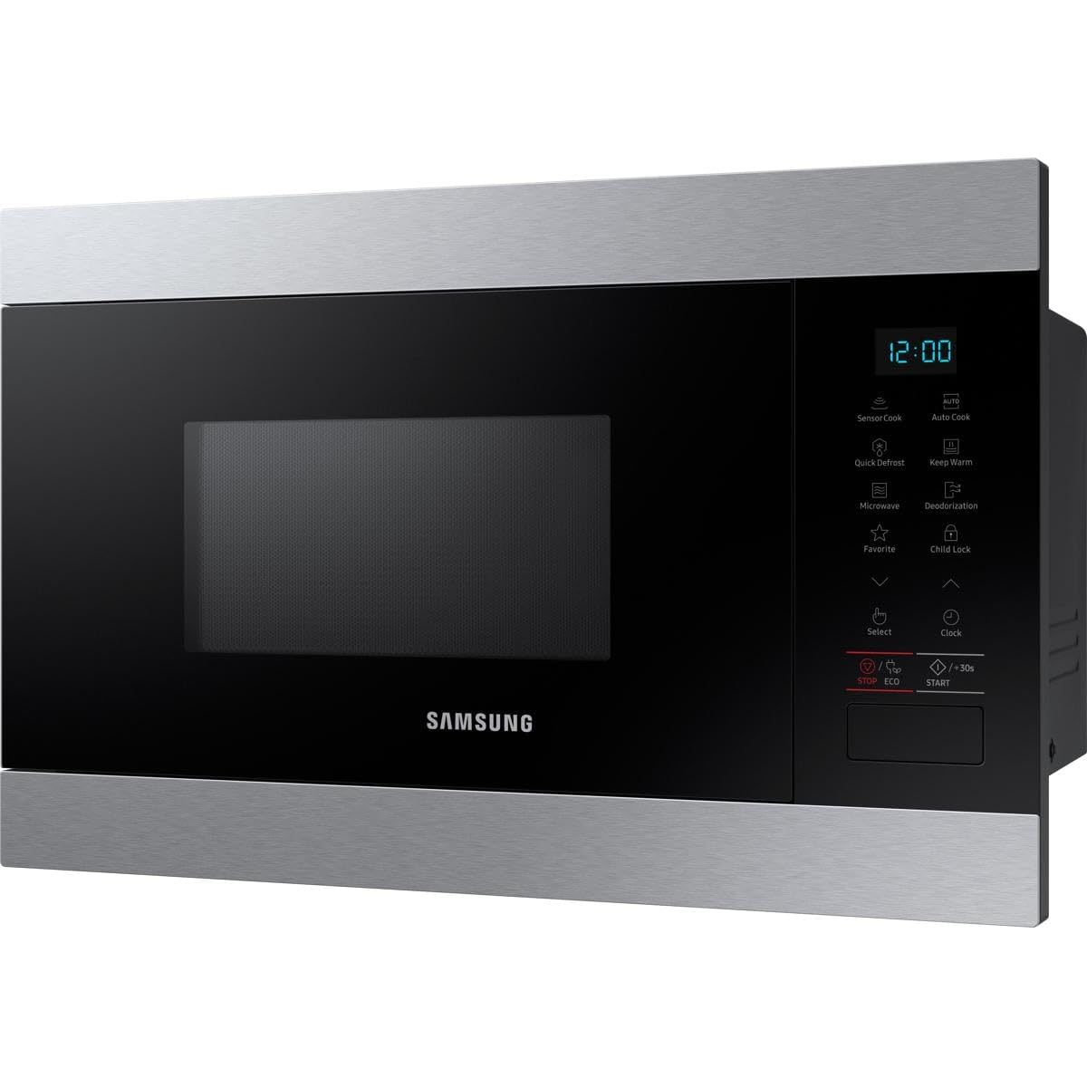 Samsung Solo Einbau-Mikrowelle MS22M8074AT/EG, 22 ℓ, 38 cm Höhe, Feuchtigkeitssensor, Warmhaltefunktion, Edelstahl