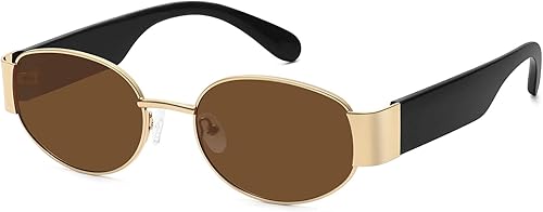 Fozono Retro Oval Sunglasses for Women Men Trendy Shades Sun Glasses Plastic Fra